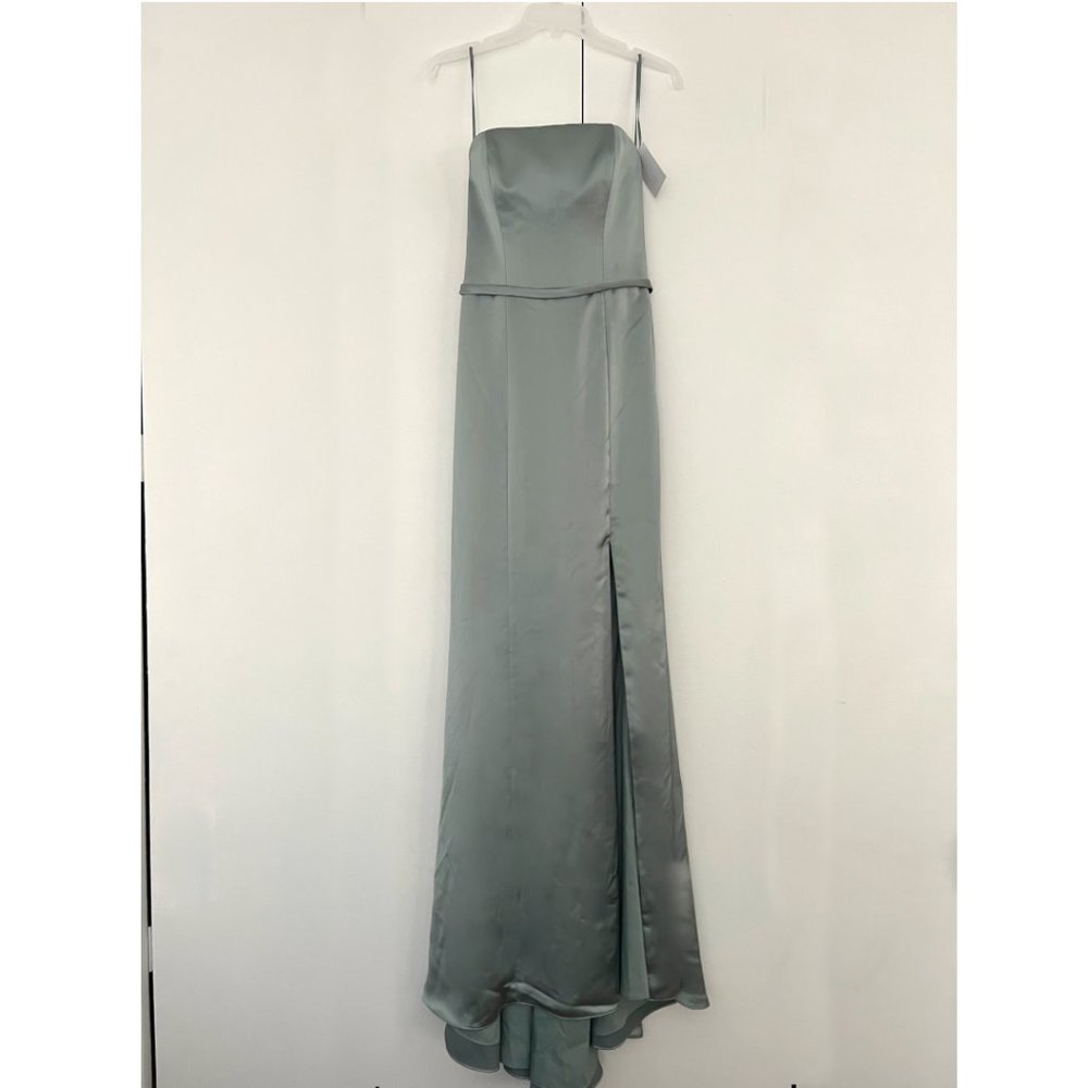 Amsale strapless satin gown